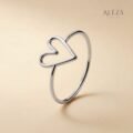 Minimal Heart Open Ring - Silver
