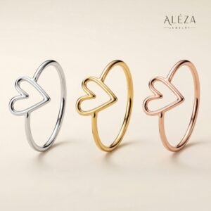 Minimal Heart Open Ring (Adjustable)