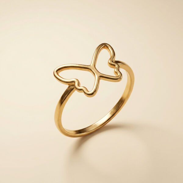 Butterfly Outline Open Ring Gold