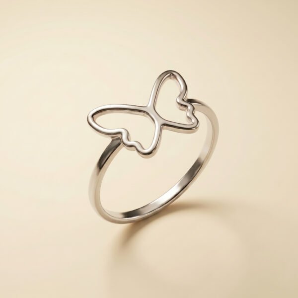 Butterfly Outline Open Ring Silver