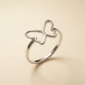 Butterfly Outline Open Ring Silver