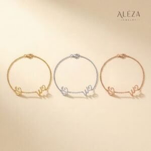 Couple Initial Script Bracelet