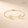 Couple Initial Script Bracelet Gold