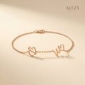 Couple Initial Script Bracelet Rose Gold