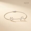 Couple Initial Script Bracelet Silver