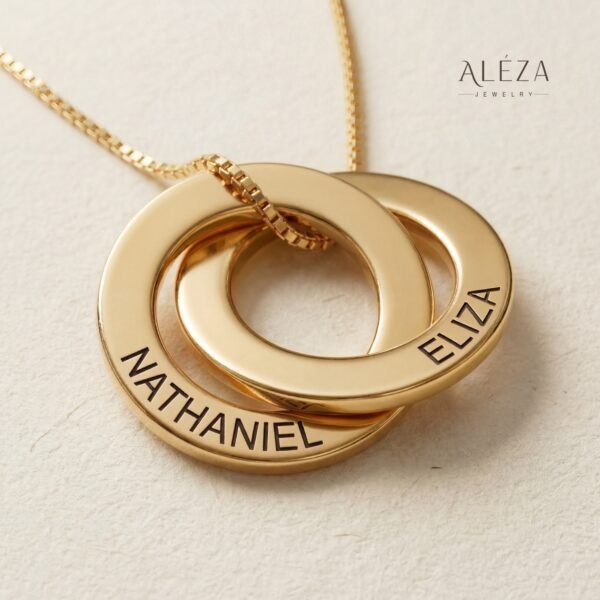 Couple Split Heart Name Necklace Gold
