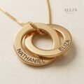 Couple Split Heart Name Necklace Gold