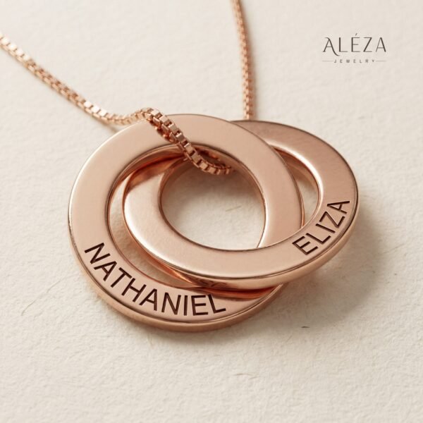 Couple Split Heart Name Necklace Rose Gold