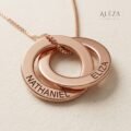 Couple Split Heart Name Necklace Rose Gold