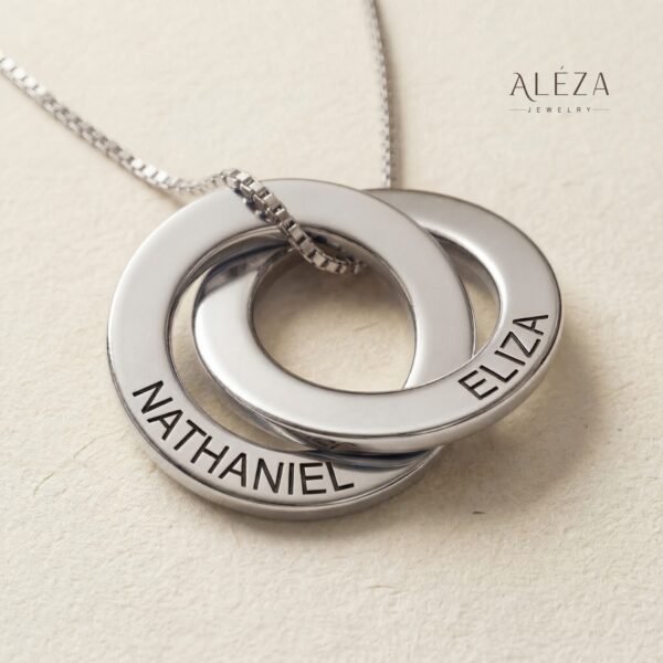 Couple Split Heart Name Necklace Silver