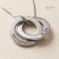 Couple Split Heart Name Necklace Silver