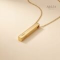 Custom Engraved Bar Necklace Gold