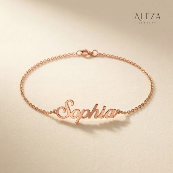 Custom Name Script Bracelet Rose Gold
