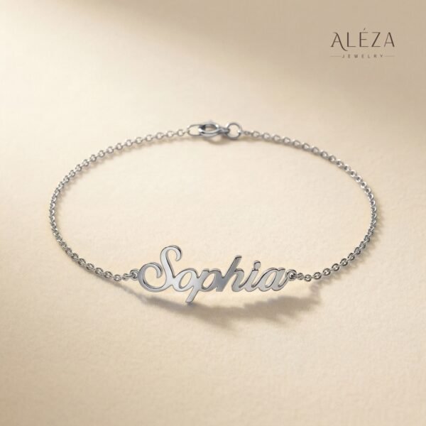 Custom Name Script Bracelet Silver