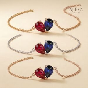 Dual Heart Gemstone Bracelet