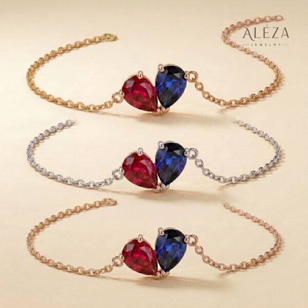 Dual Heart Gemstone Bracelet