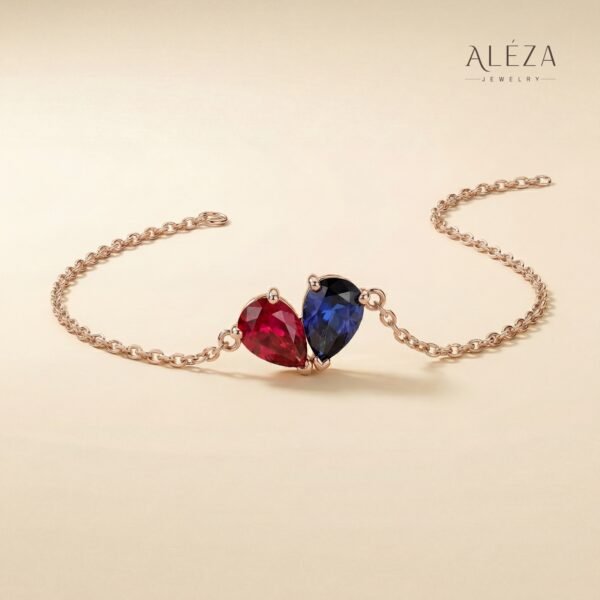 Dual Heart Gemstone Bracelet RoseGold