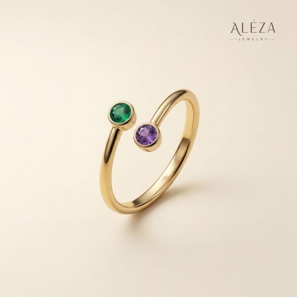 Dual Stone Open Ring Gold Dual Stone Open Ring Gold