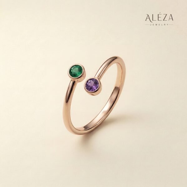 Dual Stone Open Ring Rose Gold Dual Stone Open Ring Rose Gold