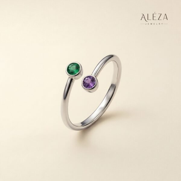 Dual Stone Open Ring Silver Dual Stone Open Ring Silver
