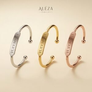 Engraved Roman Numeral Cuff Bracelet