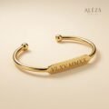 Engraved Roman Numeral Cuff Bracelet Gold