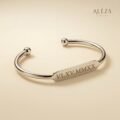 Engraved Roman Numeral Cuff Bracelet Silver