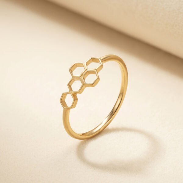 Honeycomb Geometric Stacking Ring Gold Honeycomb Geometric Stacking Ring Gold