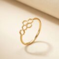 Honeycomb Geometric Stacking Ring Gold