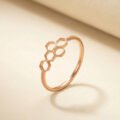 Honeycomb Geometric Stacking Ring Rolse Gold