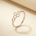 Honeycomb Geometric Stacking Ring Silver