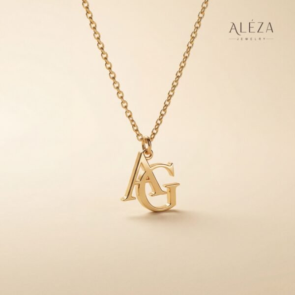 Initial Letter Pendant Necklace Gold