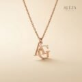 Initial Letter Pendant Necklace Rose Gold