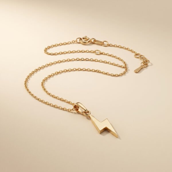 Lightning Bolt Pendant Necklace Gold