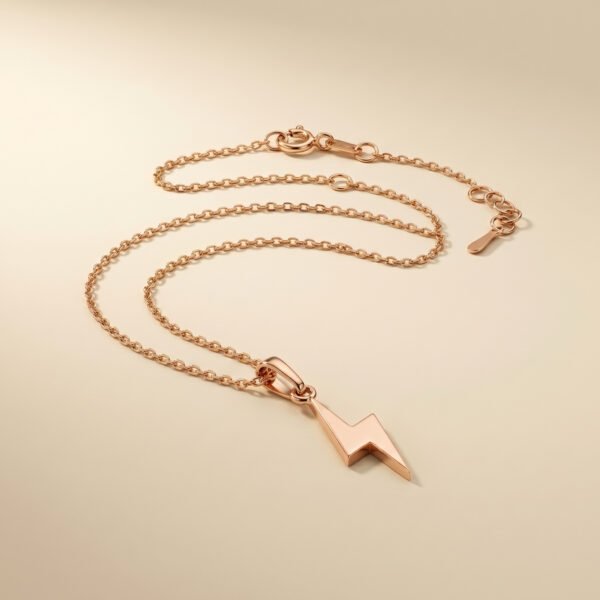 Lightning Bolt Pendant Necklace Rose Gold