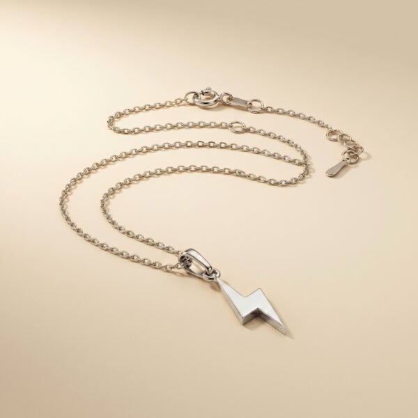 Lightning Bolt Pendant Necklace Silver