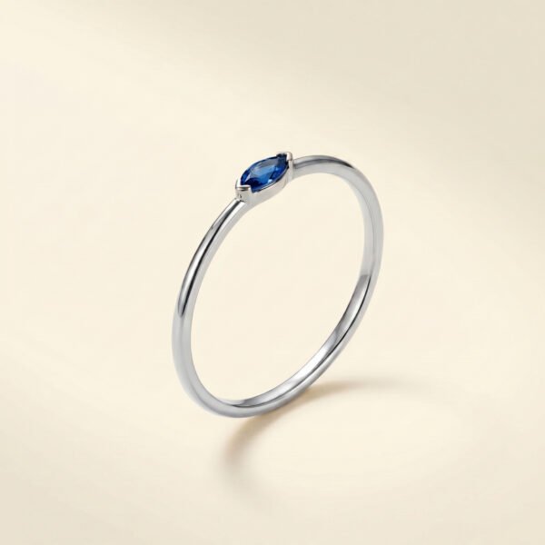 Marquise Sapphire Solitaire Ring Silver