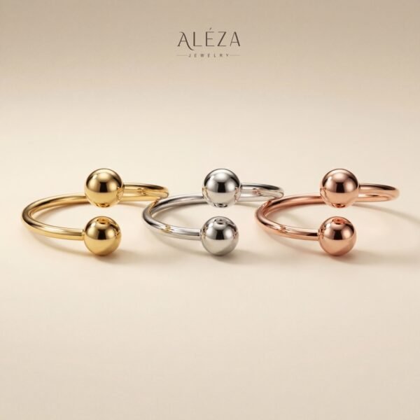 Minimalist Ball Open Cuff Bracelet