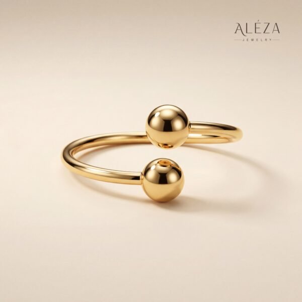Minimalist Ball Open Cuff Bracelet Gold