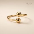 Minimalist Ball Open Cuff Bracelet Gold