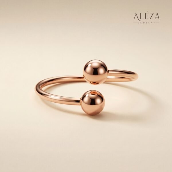 Minimalist Ball Open Cuff Bracelet Rose Gold