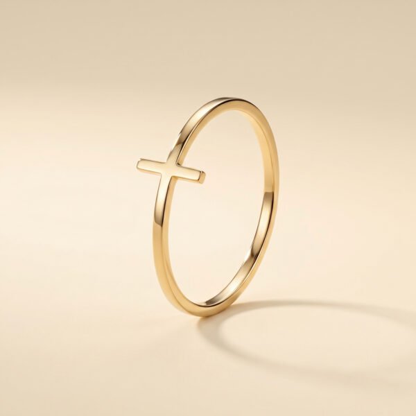 Minimalist Cross Open Ring Gold