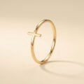 Minimalist Cross Open Ring Gold