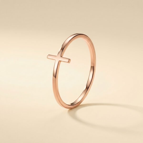 Minimalist Cross Open Ring Rose Gold