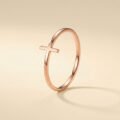 Minimalist Cross Open Ring Rose Gold