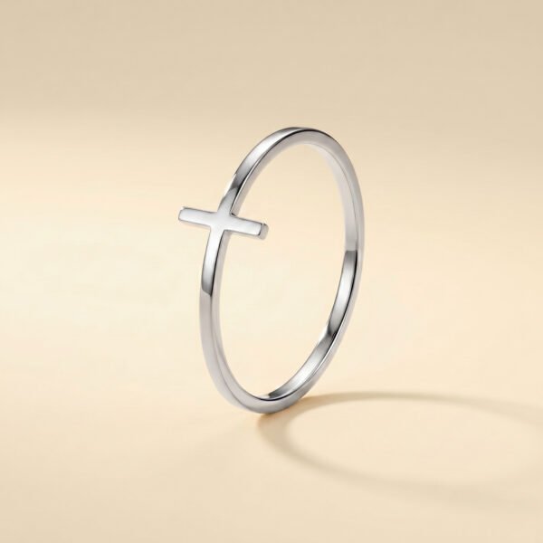 Minimalist Cross Open Ring Silver
