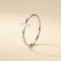 Minimalist Cross Open Ring Silver