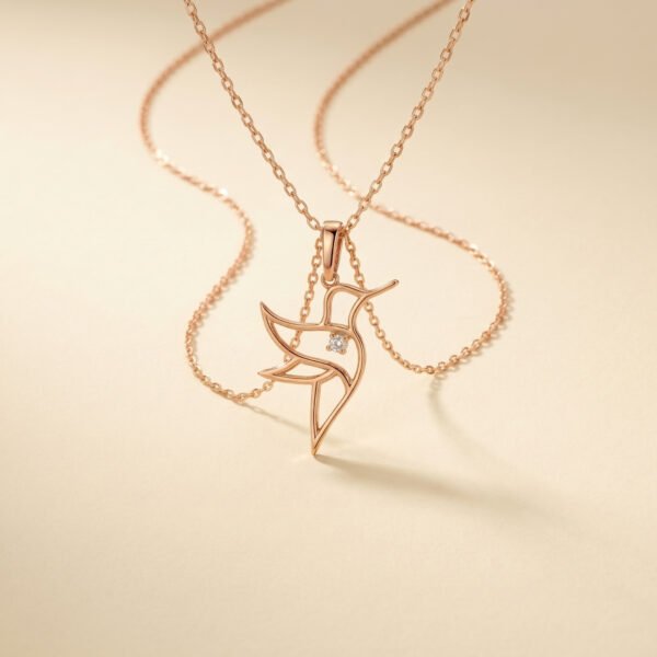 Minimalist Dove Outline Necklace Rose Gold