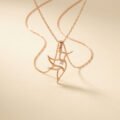 Minimalist Dove Outline Necklace Rose Gold