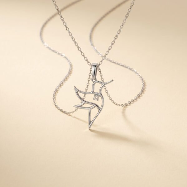 Minimalist Dove Outline Necklace Silver